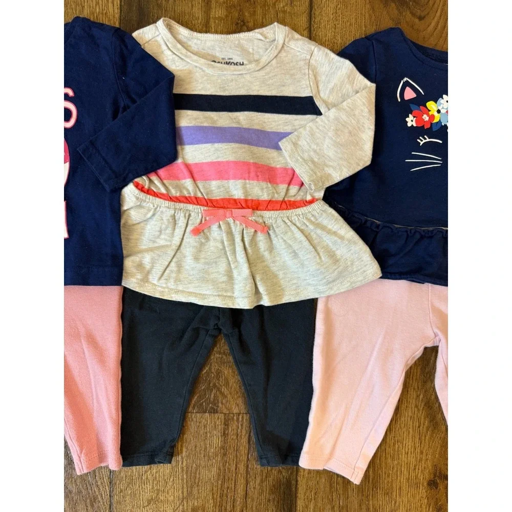 Baby Girl Outfits 6 Months Long Sleeved Shirts Pants Leggings Clothes Ruffle Lot - Picture 4 of 14